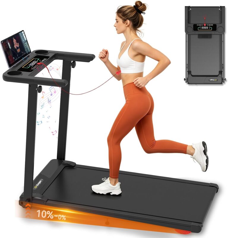 Folding Walking Pad with 10% Incline/Bluetooth Speaker, 2.5HP Treadmills for Home, Portable Walking Pad Treadmill with Handle Bar and 3 Adjustable Incline, 360lbs Capacity, Smart App