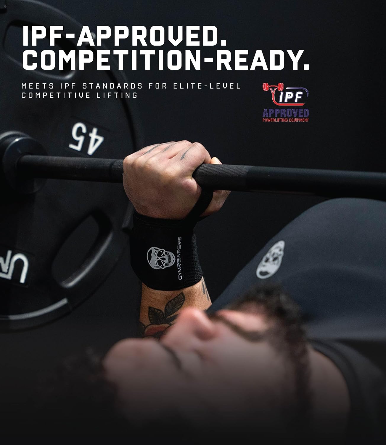 Gymreapers Weightlifting Wrist Wraps (IPF Approved) Professional Quality Wrist Support with Heavy Duty Thumb Loop - Best Wrap for Powerlifting Competition, Strength Training, Bodybuilding - Image 4