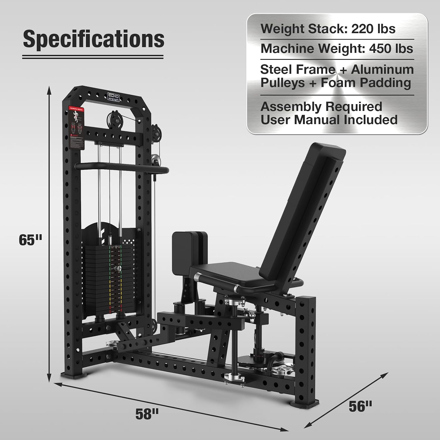 Commercial Hip Adduction Abduction Machine, Inner & Outer Thigh Exercise Equipment with Adjustable Weight Stack, Commercial Grade Home Gym Fitness Machine for Glutes, Hips & Leg Strength Training - Image 8