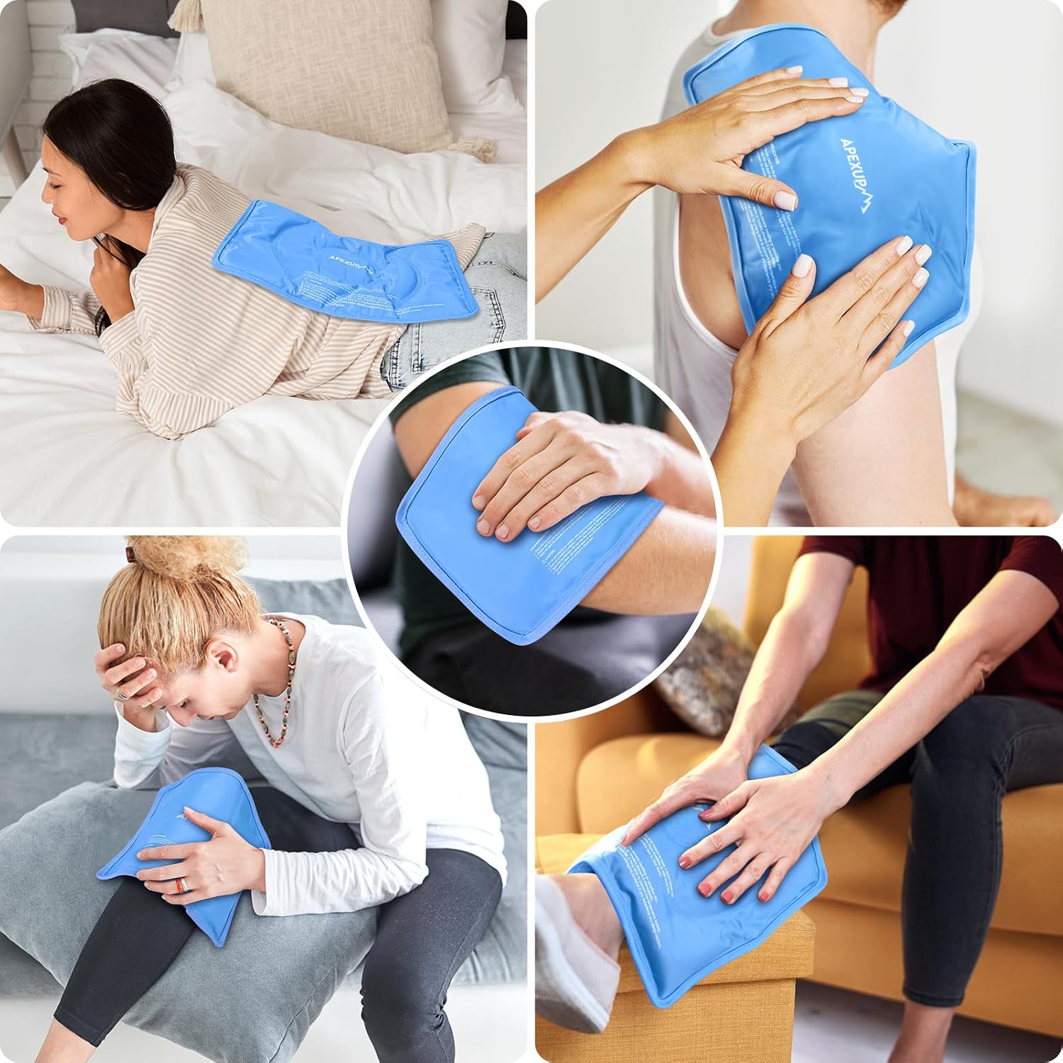 APEXUP Gel Ice Packs for Injuries Reusable, Flexible Double Sided Cold Packs for Injuries, Ice Pack for Knee, Shoulder, Back, Hip, Leg, Arm (Blue, 11.5"x7.5", 1PK) - Image 10