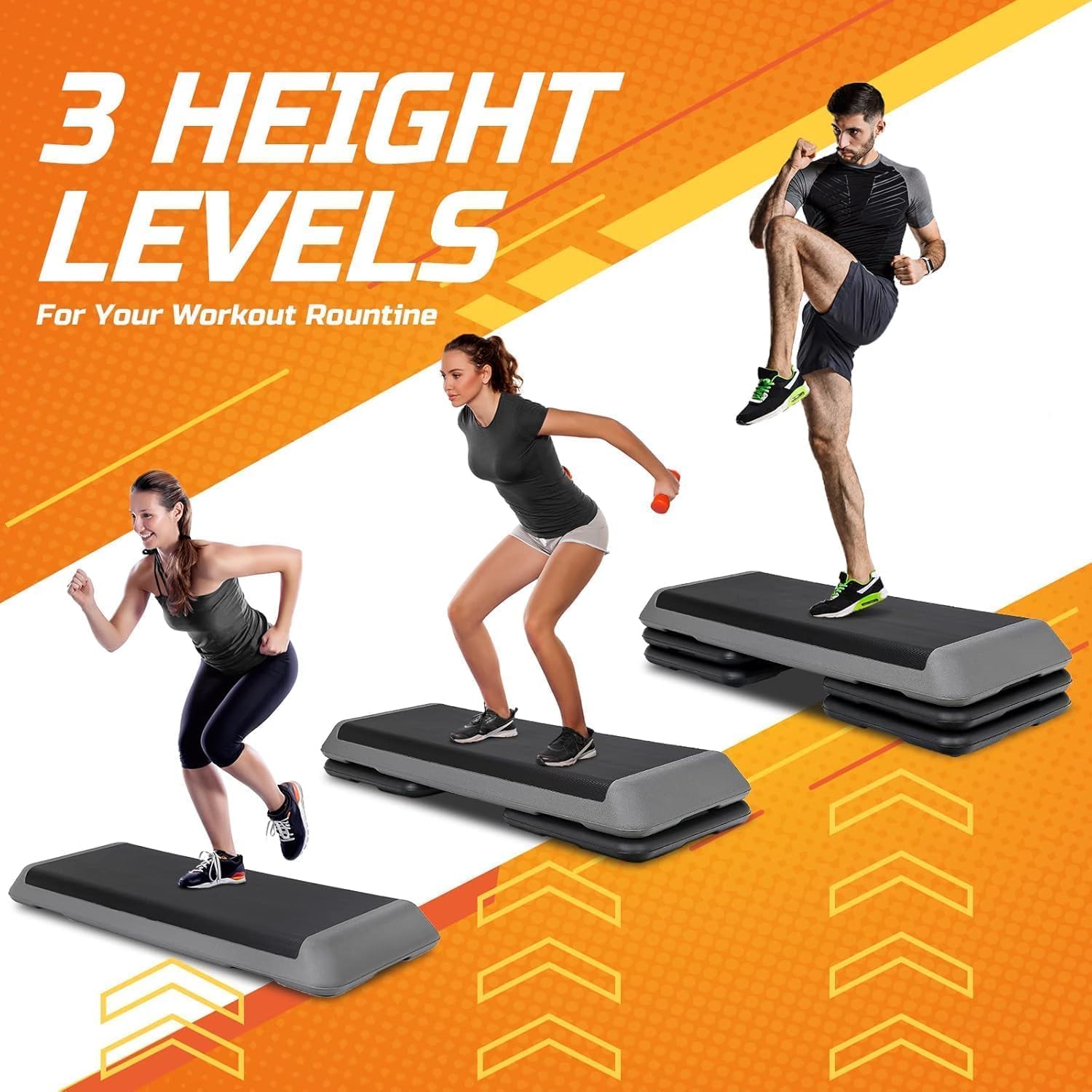 ZENY 43'' Exercise Aerobic Step Platform, Adjustable Fitness Stepper with 4 Stackable Risers, Aerobics Stepper Workout Stepper for Home Gym Cardio Strength & Training - Image 3