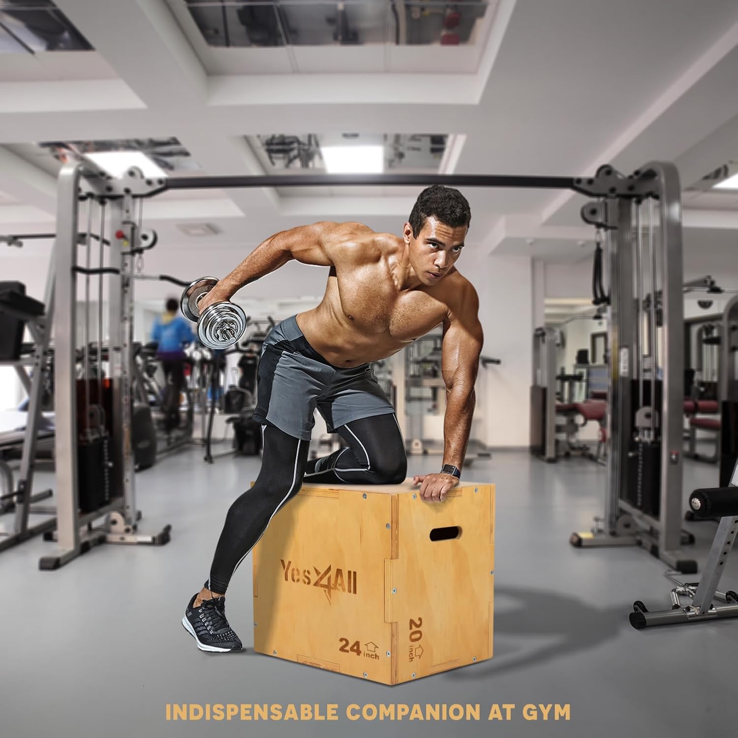 Yes4All Plyo Box, 3-in-1 Wooden Box Jump for Home Gym, Lunges, Squats, Dips - Image 7