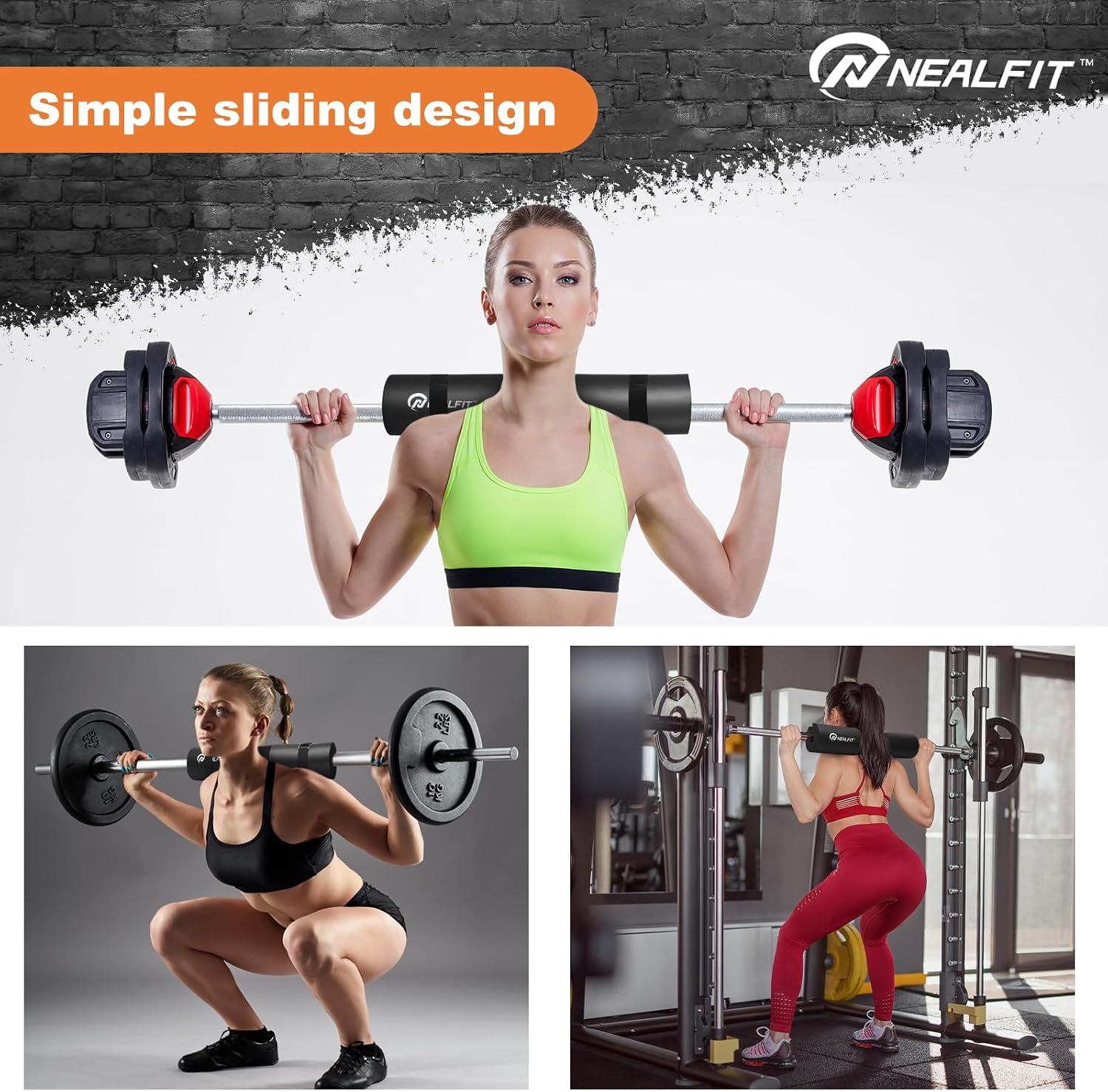 NEALFIT Barbell Pad Squat Pad for Squats—Squat Bar Pad—Great for Weightlifting,Lunges and Hip Thrusts—Foam Sponge Pad—Fit Standard and Olympic Bars Perfectly - Image 7