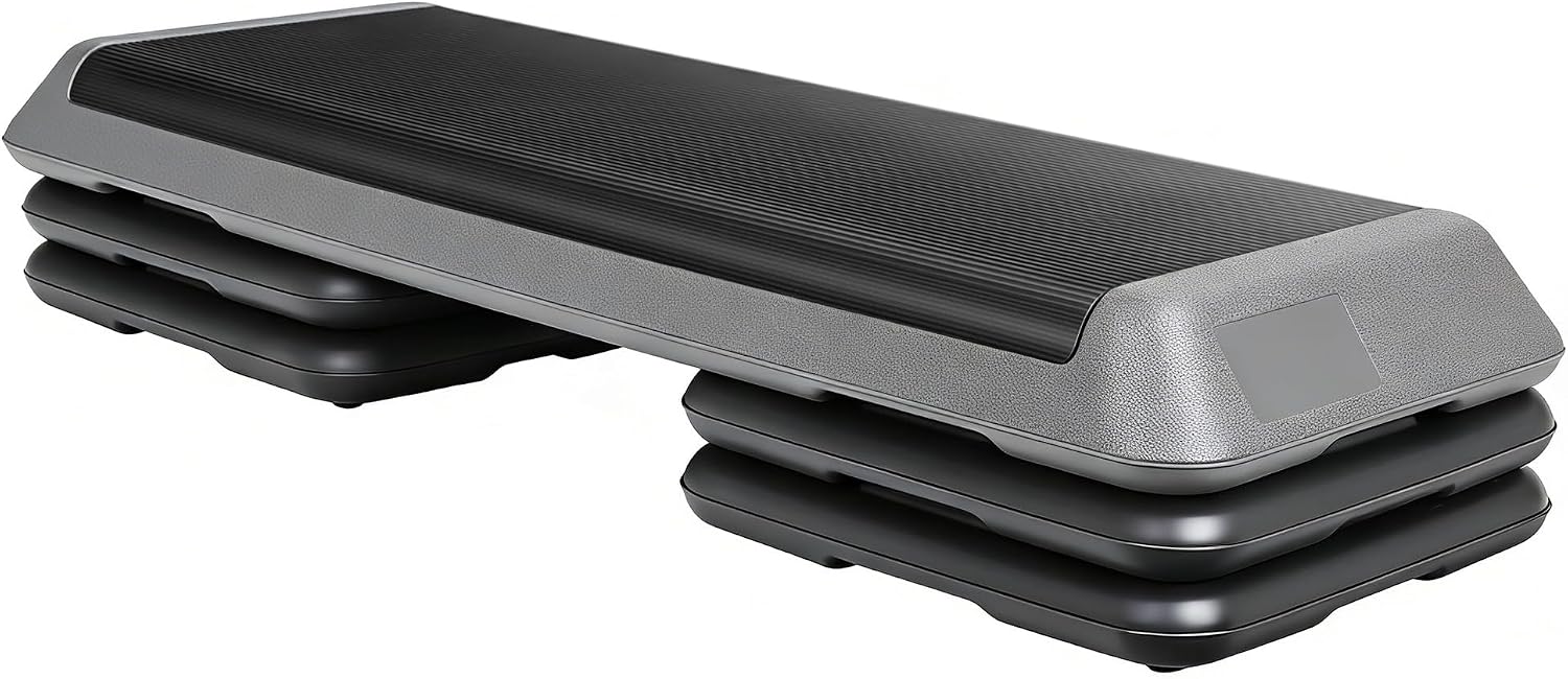 ZENY 43'' Exercise Aerobic Step Platform, Adjustable Fitness Stepper with 4 Stackable Risers, Aerobics Stepper Workout Stepper for Home Gym Cardio Strength & Training