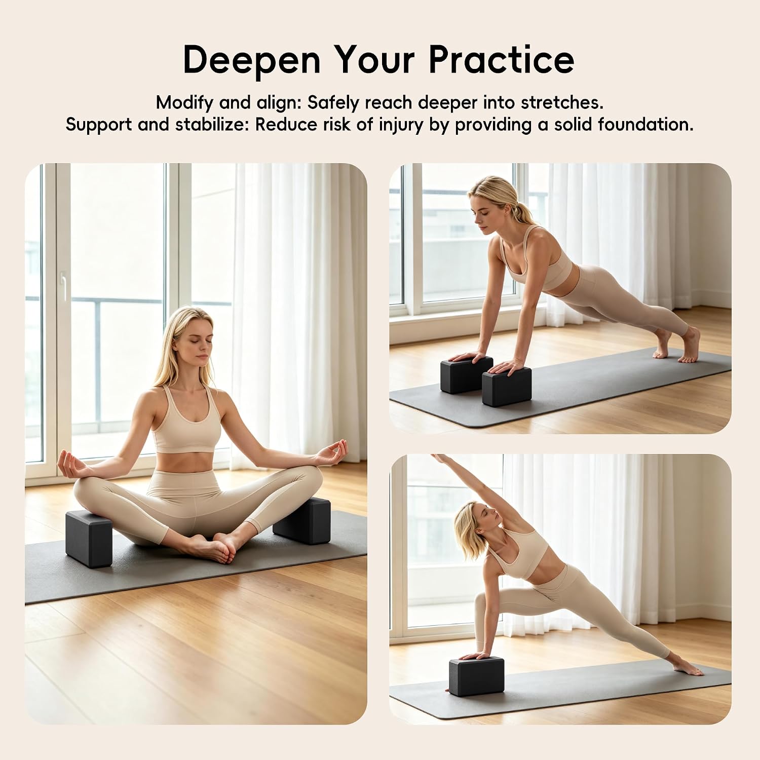 High Density EVA Yoga Blocks 2 Pack, 280g Pro-Level Exercise Brick (46-50 Shore C Firmness), Odor-Free & Non-Slip Foam Props for Yoga, Pilates & Stretching - Image 8
