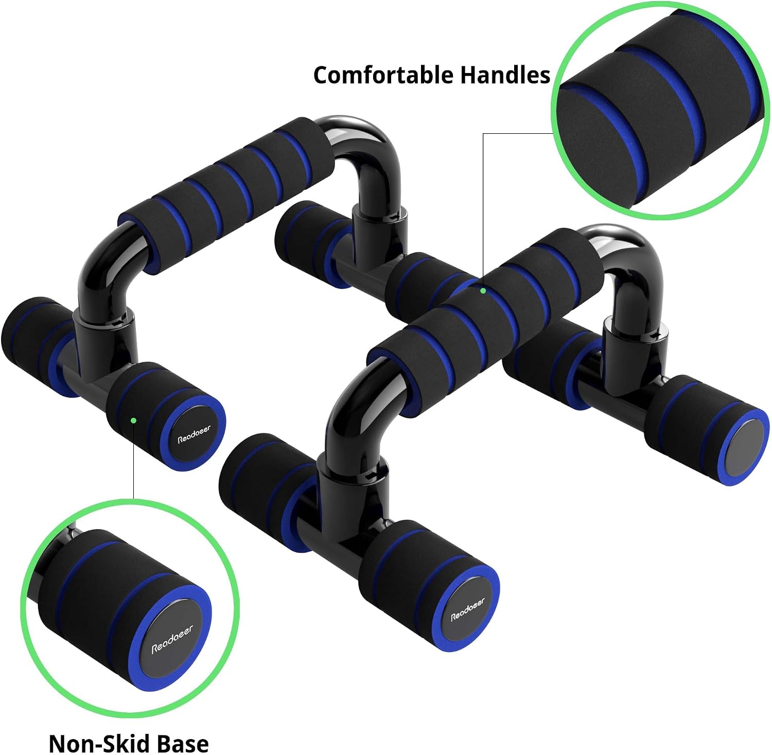 READAEER Push Up Bars Gym Exercise Equipment Fitness 1 Pair Pushup Handles with Cushioned Foam Grip and Non-Slip Sturdy Structure Push Up Bars for Men & Women - Image 3