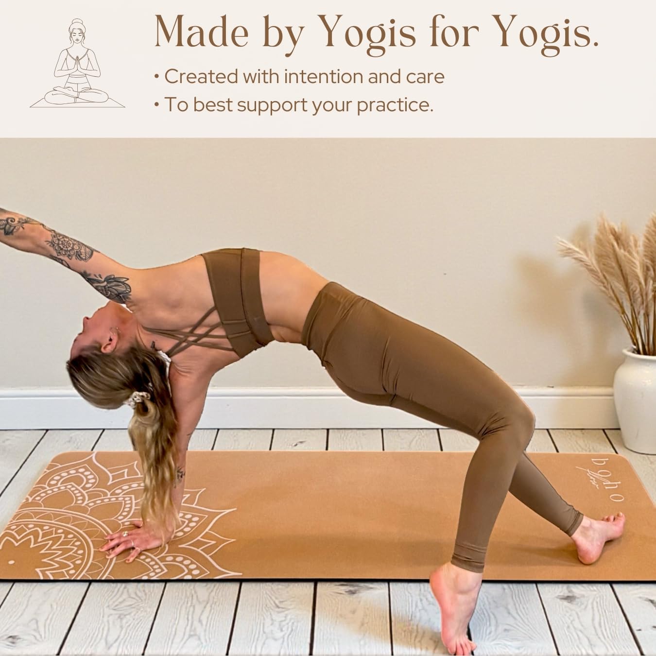 Designer Cork Yoga Mat – Signature Aesthetics on Quality Portuguese Cork with 5mm Solid Tree Rubber Base for Lasting Stability – Non Slip Grip, Odor Free and Non Toxic - Image 8