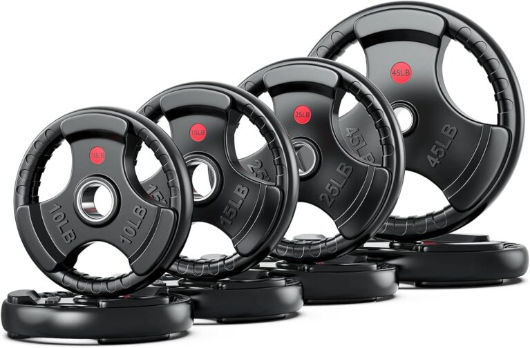 GIKPAL Olympic Weight Plates, 2-Inch Rubber Coated for Strength Training