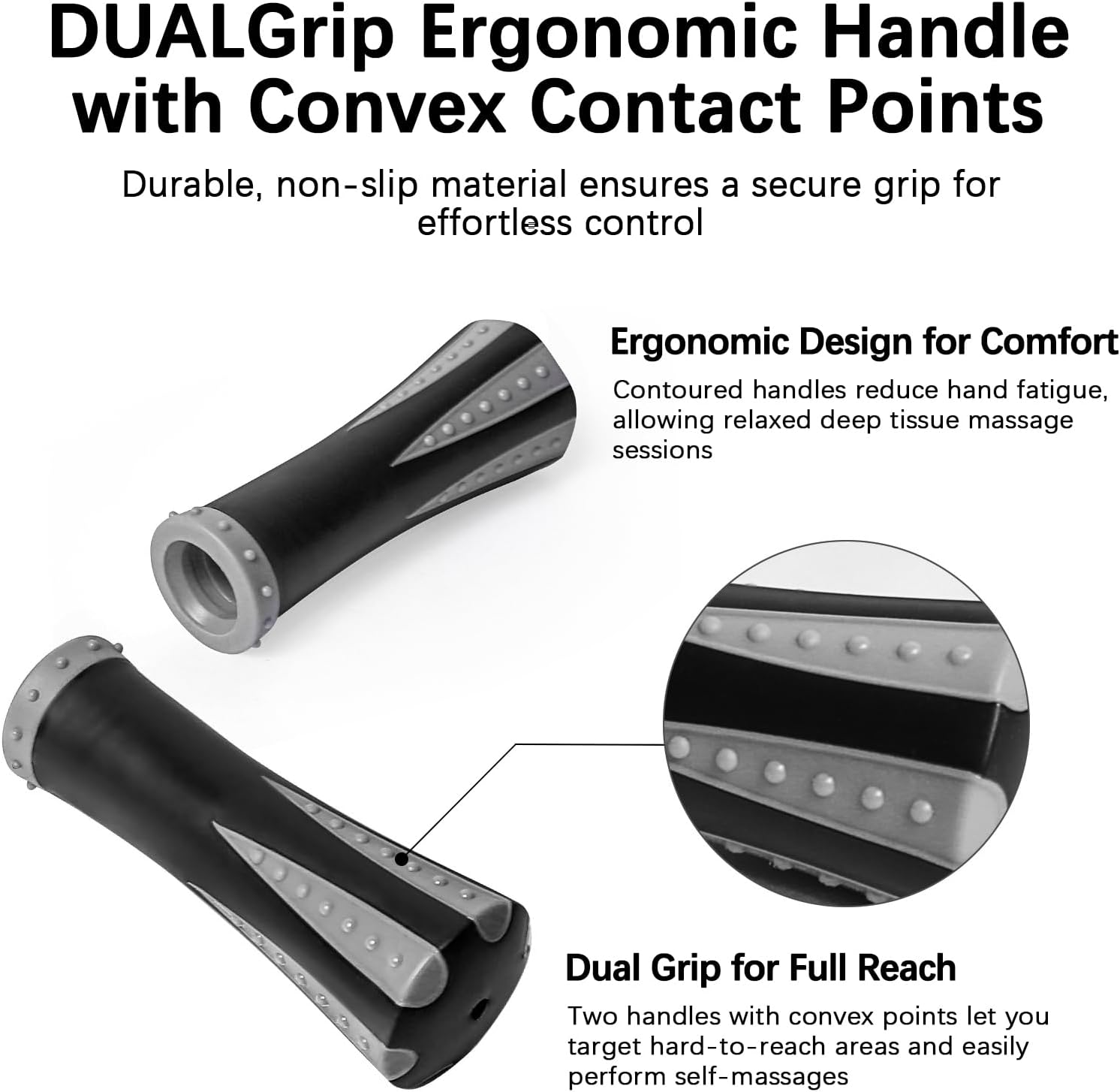 Muscle Roller Massage Roller Stick- Deep Tissue Fascia Blaster for Myofascial Pain Relief, Lymphatic Drainage & Body Sculpting, Handheld Physical Therapy & Recovery Tool (Gray Black-) - Image 5