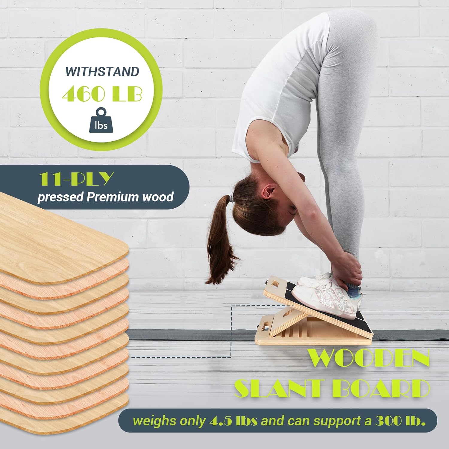 Slant Board Calf Stretching, 460 LBS Capacity Portable Wooden Incline Board - Image 3