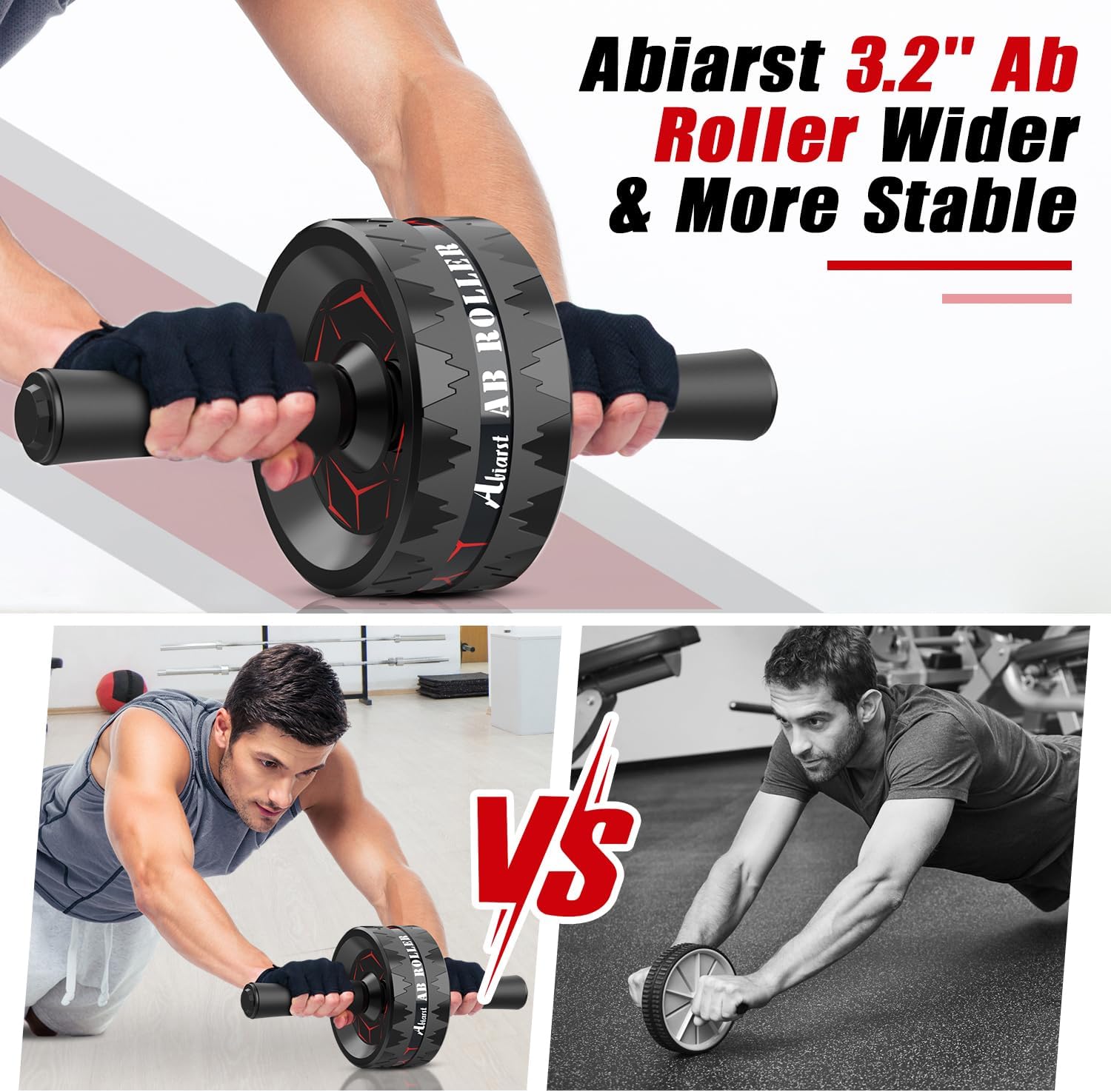 Abiarst Ab Roller Wheel, Abs Workout Equipment for Abdominal & Core Strength Training, Home Gym Exercise Wheels for Men Women, with Knee Pad Accessories - Image 2