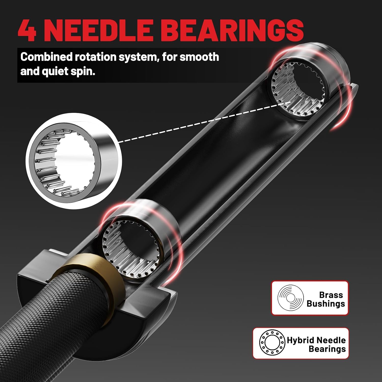 PAPABABE 7ft Barbell 45lb Olympic Barbell 1000/1500lbs Capacity Home Gym - Image 4