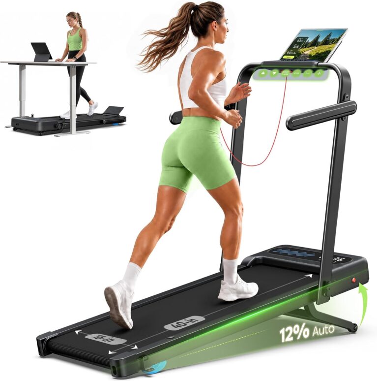 WELLFIT Auto Incline Walking Pad with Handle Bar, Under Desk Treadmill