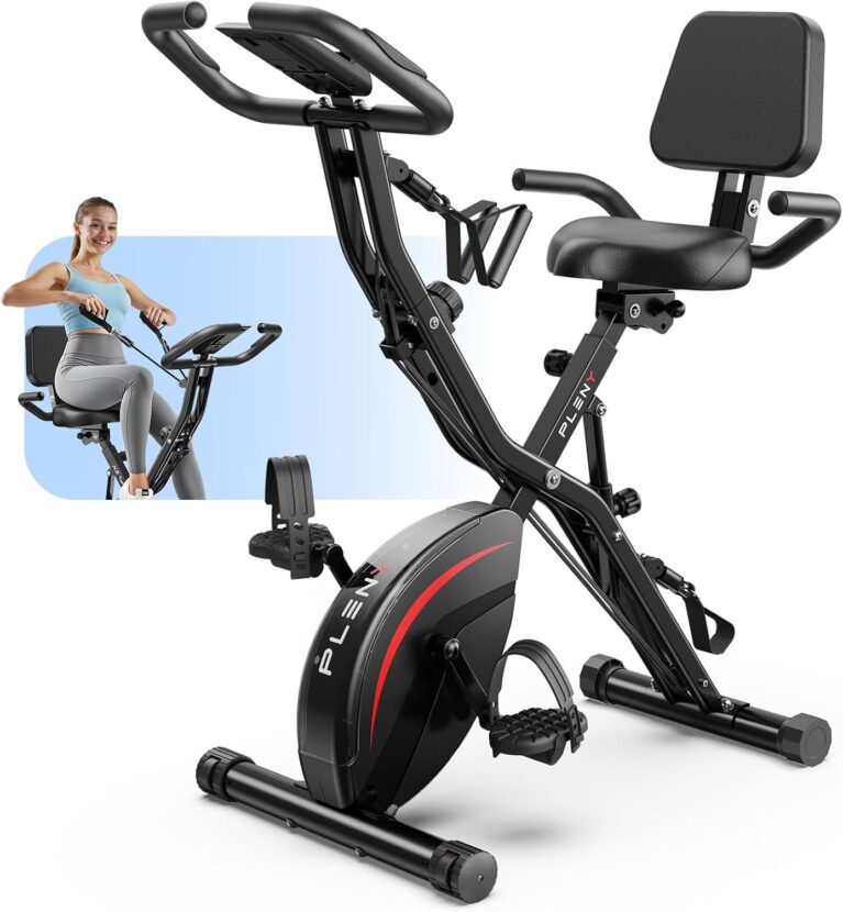 PLENY Folding Exercise Bike, 5 IN 1 Indoor Stationary Bikes for Home