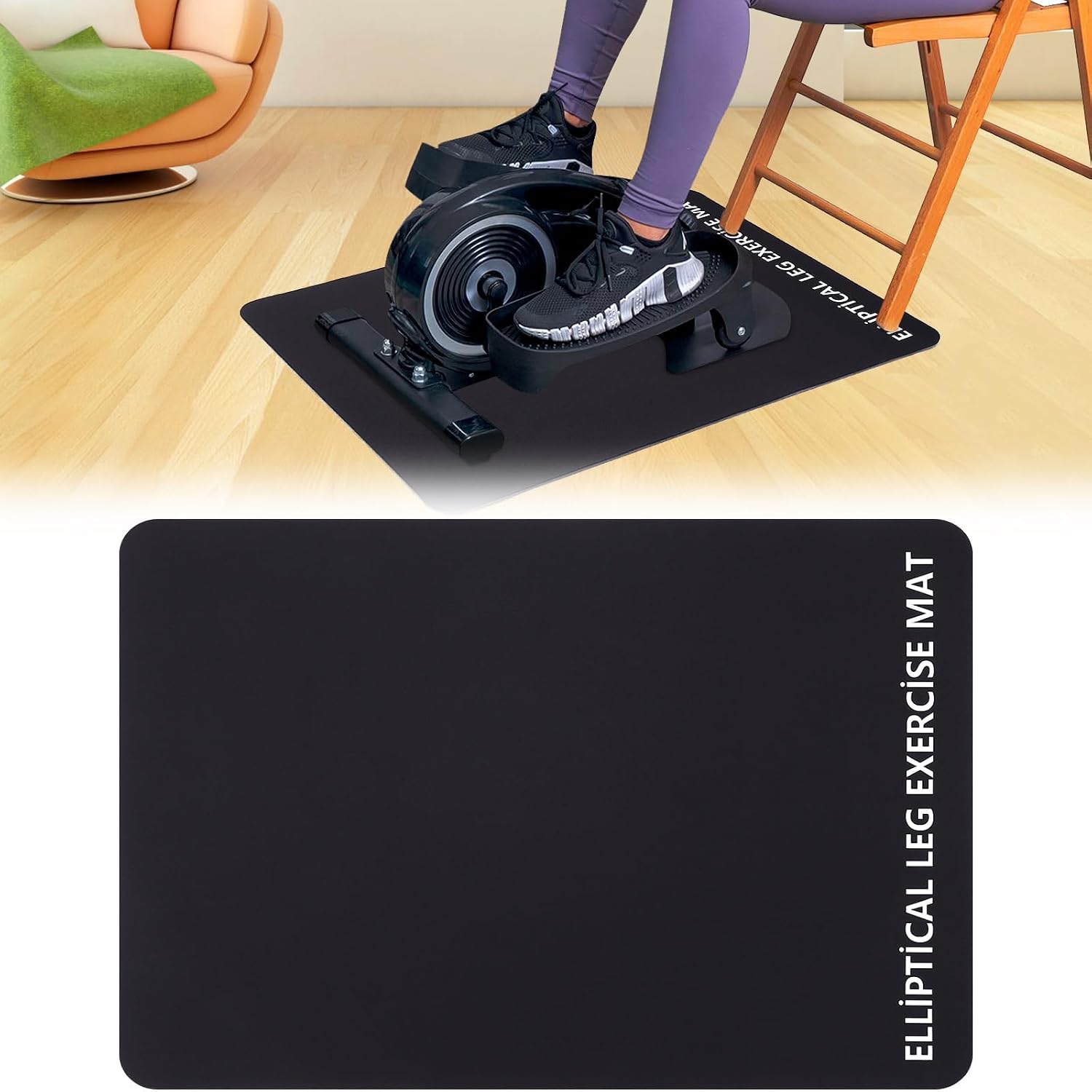 TOBWOLF Non-Slip Workout Mat for Ellipse Leg Exerciser, Ellipse Machine Mat, Exercise Mat for Under Desk Ellipticals, Suitable for Electric Seated Foot Pedal Exerciser, Stability & Floor Protection - Image 8