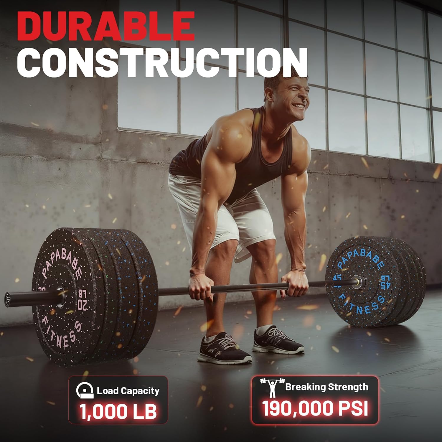 PAPABABE 7ft Barbell 45lb Olympic Barbell 1000/1500lbs Capacity Home Gym - Image 5