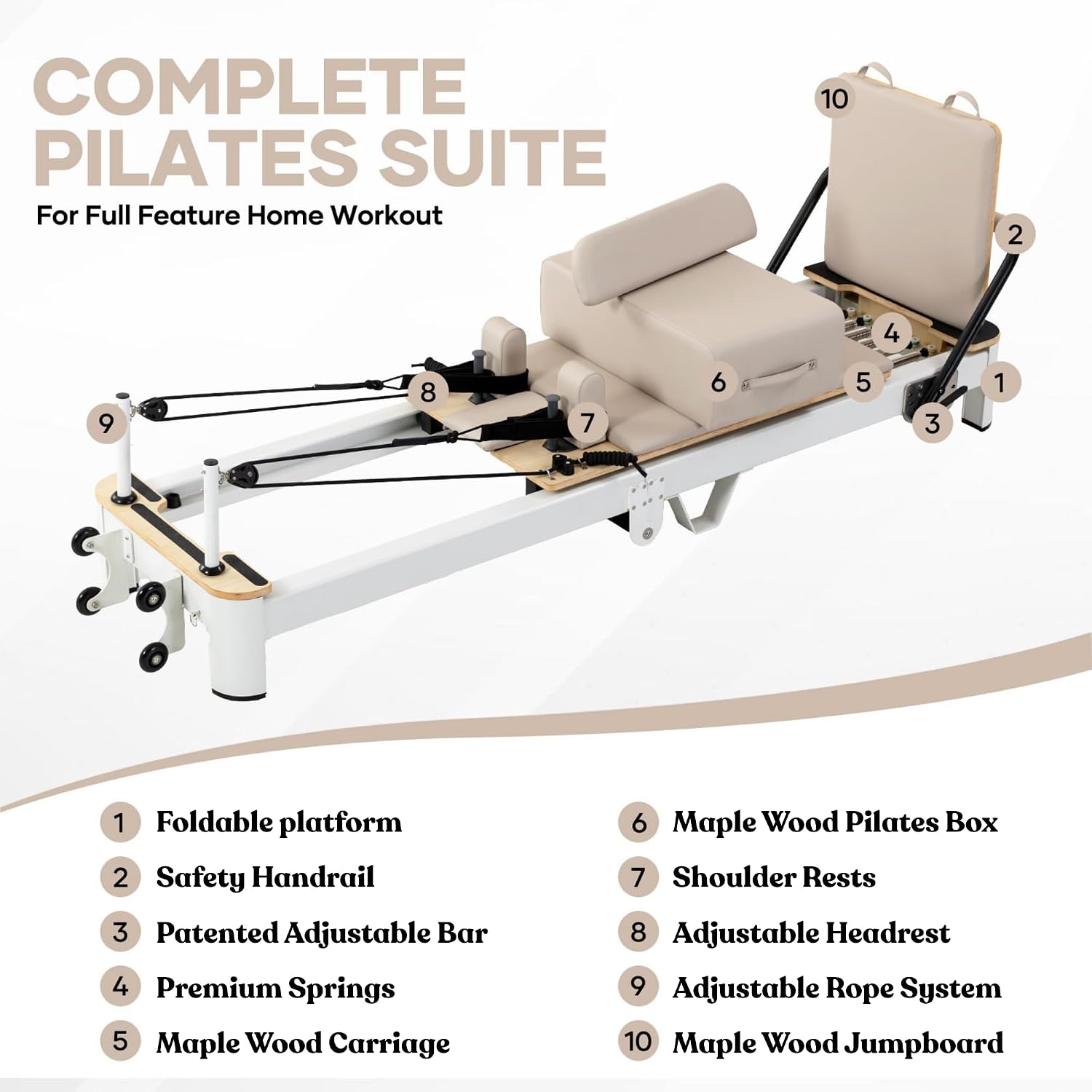 Ultra Foldable Pilates Reformer Studio Aluminum Pilates Machine - Image 7