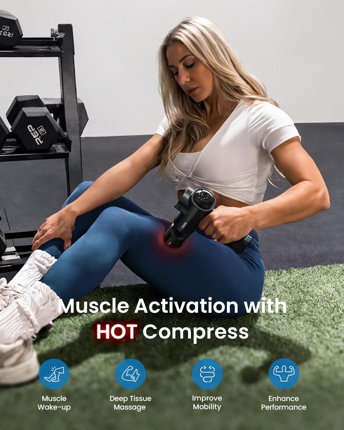 RENPHO Active Thermacool Deluxe Massage Gun with Charging Stand, Heat, Cold - Image 4