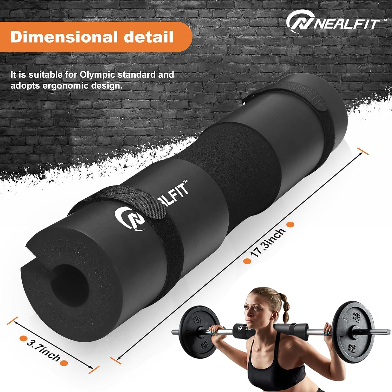 NEALFIT Barbell Pad Squat Pad for Squats—Squat Bar Pad—Great for Weightlifting,Lunges and Hip Thrusts—Foam Sponge Pad—Fit Standard and Olympic Bars Perfectly - Image 2