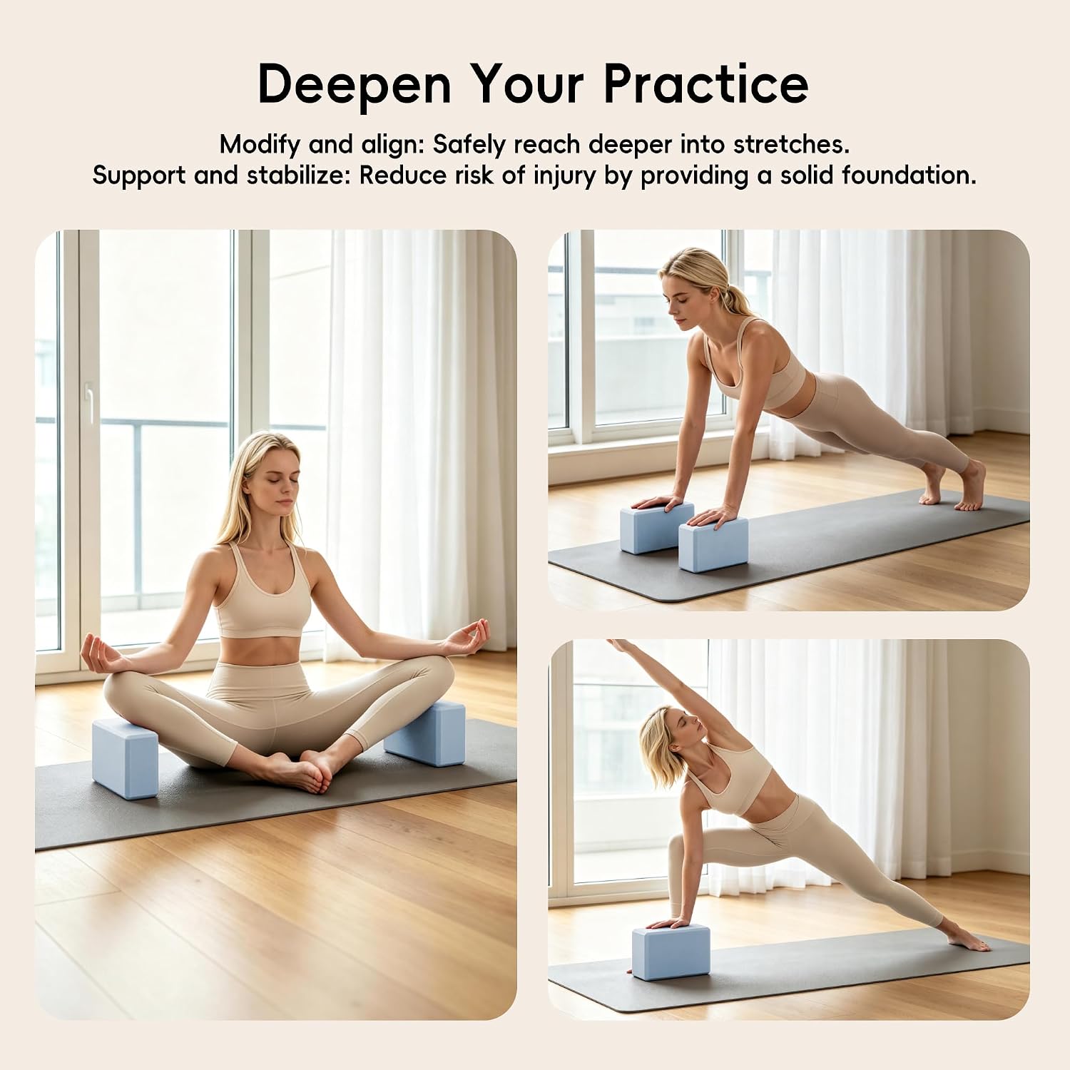 High Density EVA Yoga Blocks 2 Pack, 280g Pro-Level Exercise Brick (46-50 Shore C Firmness), Odor-Free & Non-Slip Foam Props for Yoga, Pilates & Stretching - Image 7