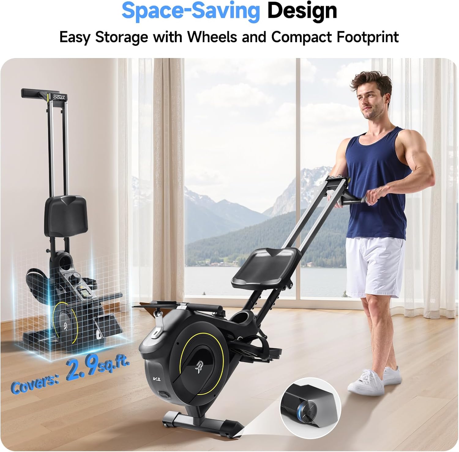Rowing Machine for Home, 350 LB Capacity, 16-Level Silent Resistance, Magnetic Rowing Machines for Home Foldable, Full-Body Workout Compact Rowing Machine for Cardio & Strength with APP Support - Image 6