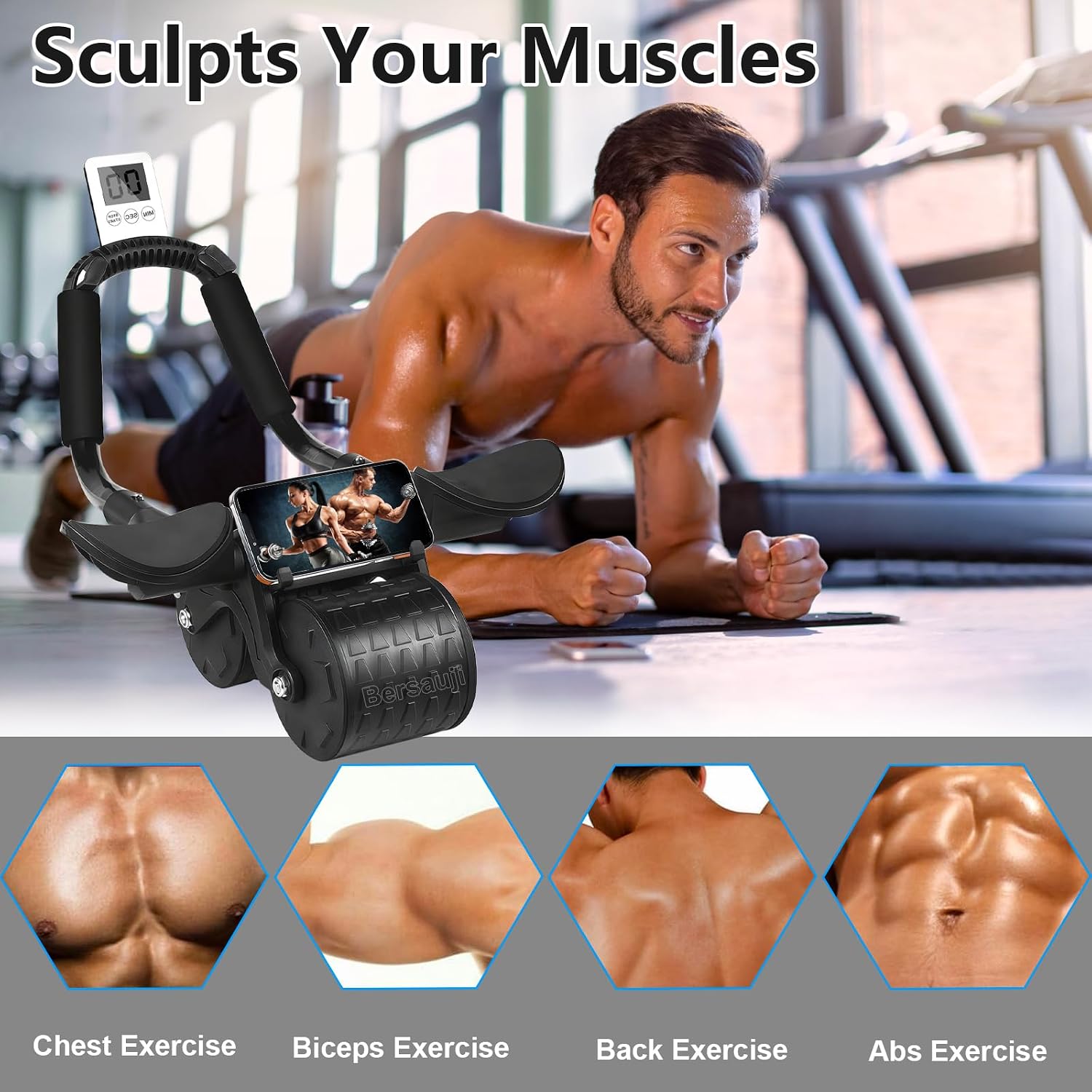 Ab Roller Wheel with Elbow Support, Auto Rebound Abdominal Muscle Trainer - Image 7