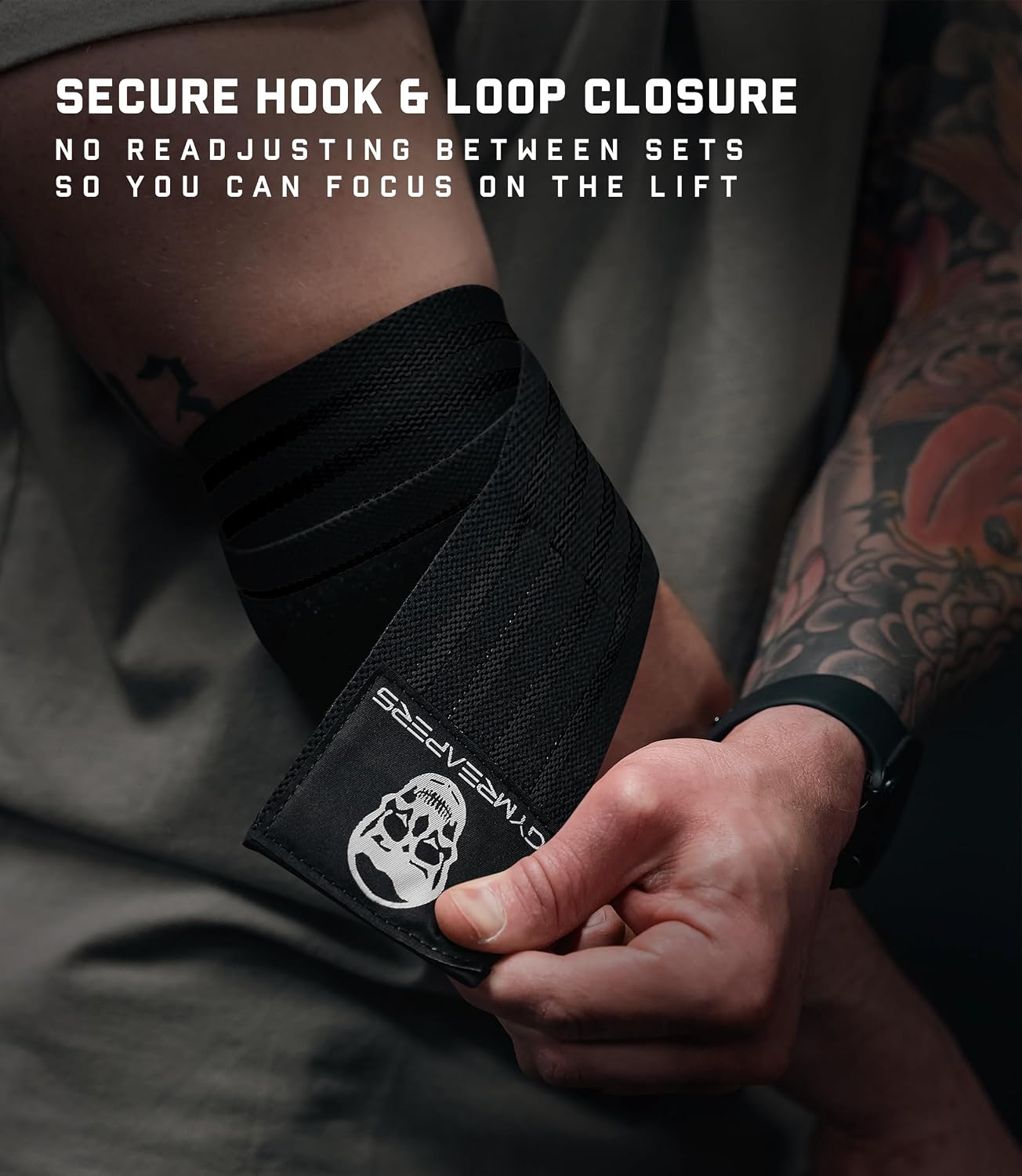 Gymreapers Weightlifting Elbow Wraps (1 Pair) - Flexible 40'' Elbow Compression Strap & Joint Support Brace - for Bench Press, Powerlifting, and Pressing - Image 6