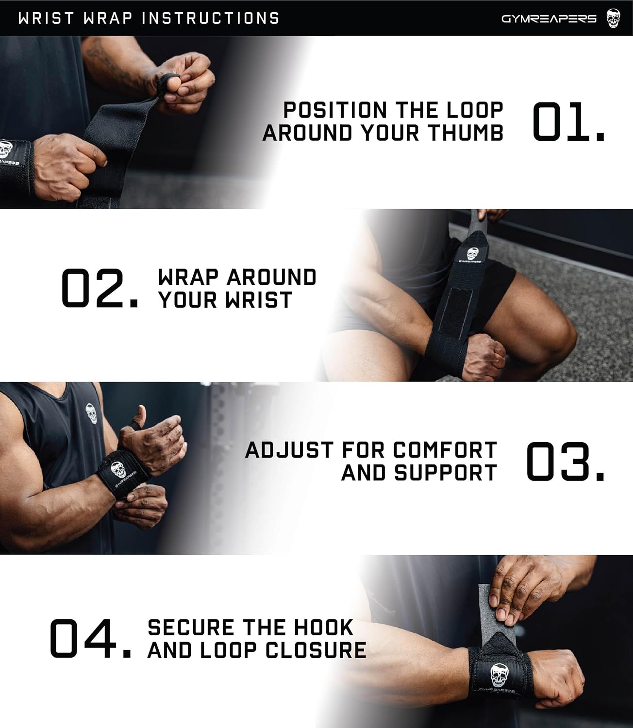 Gymreapers Weightlifting Wrist Wraps (IPF Approved) Professional Quality Wrist Support with Heavy Duty Thumb Loop - Best Wrap for Powerlifting Competition, Strength Training, Bodybuilding - Image 5