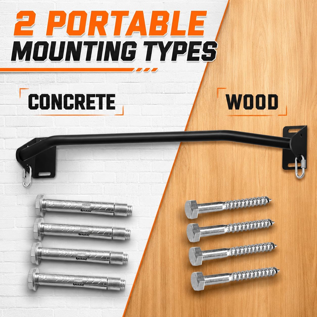 Pull Up Bar Wall Mounted-Heavy Duty Joist Mounted Pull Up Bar-Premium Strength Training Pull-Up Bars-Fast and Easy Installation for Home and Garage Use,Supports up to 600 Lbs - Image 7