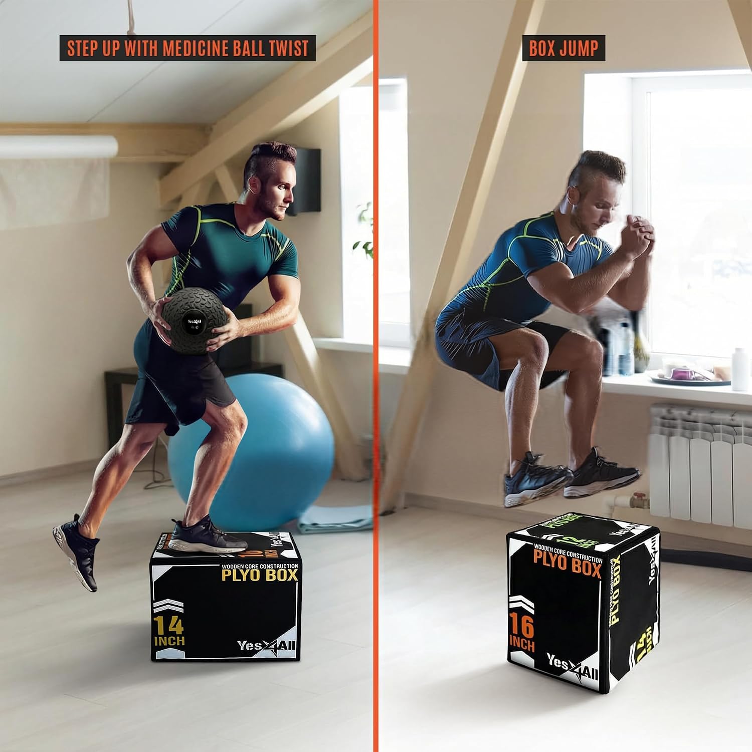 Yes4All 3-in-1 Soft-Padded Plyo Box With Wooden Core, Non-Slip Multi-Use Cushioned Plyometric Jump Box with Vinyl Cover for Jumping, Conditioning, Strength Training - Image 7