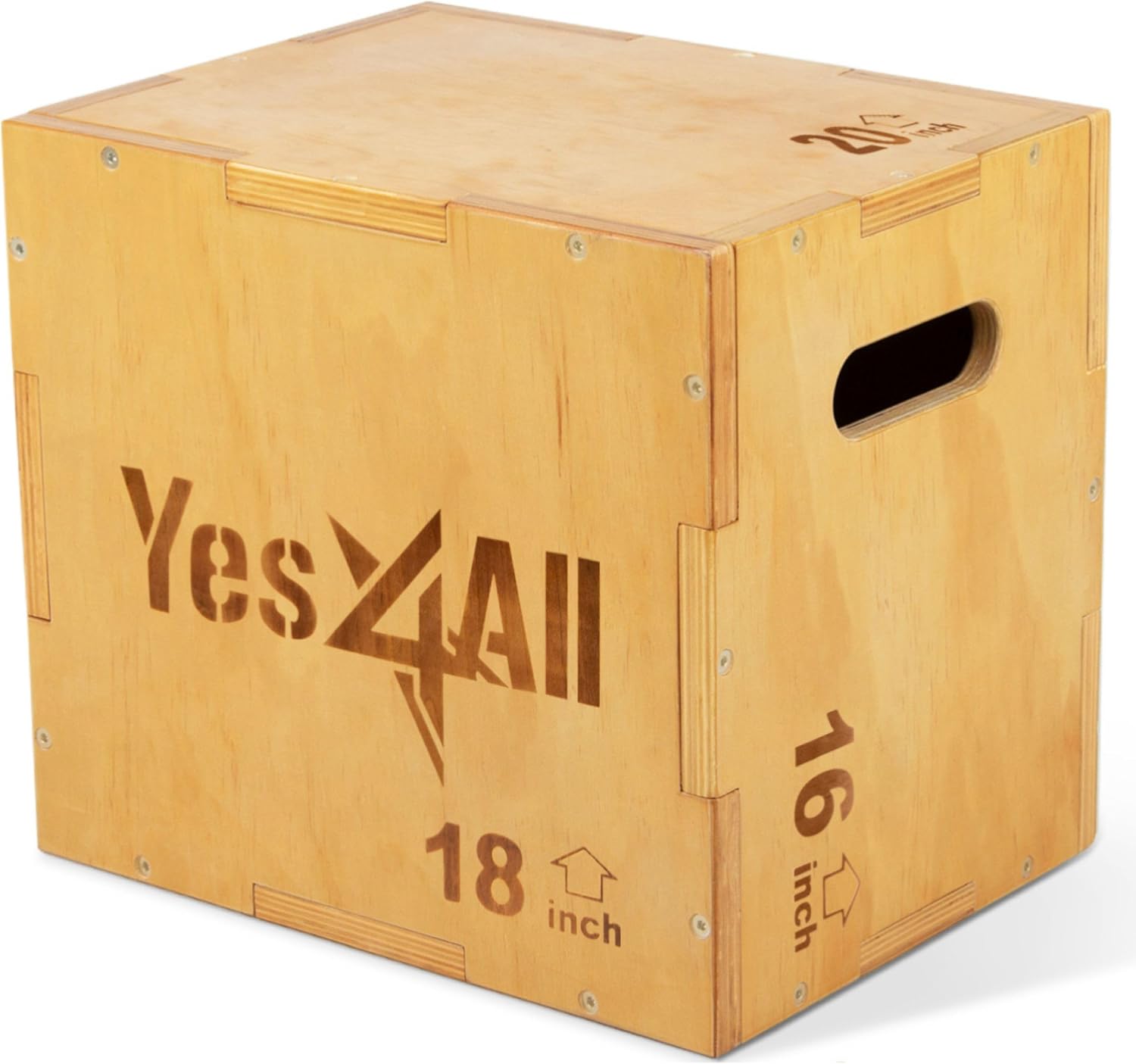 Yes4All Plyo Box, 3-in-1 Wooden Box Jump for Home Gym, Lunges, Squats, Dips