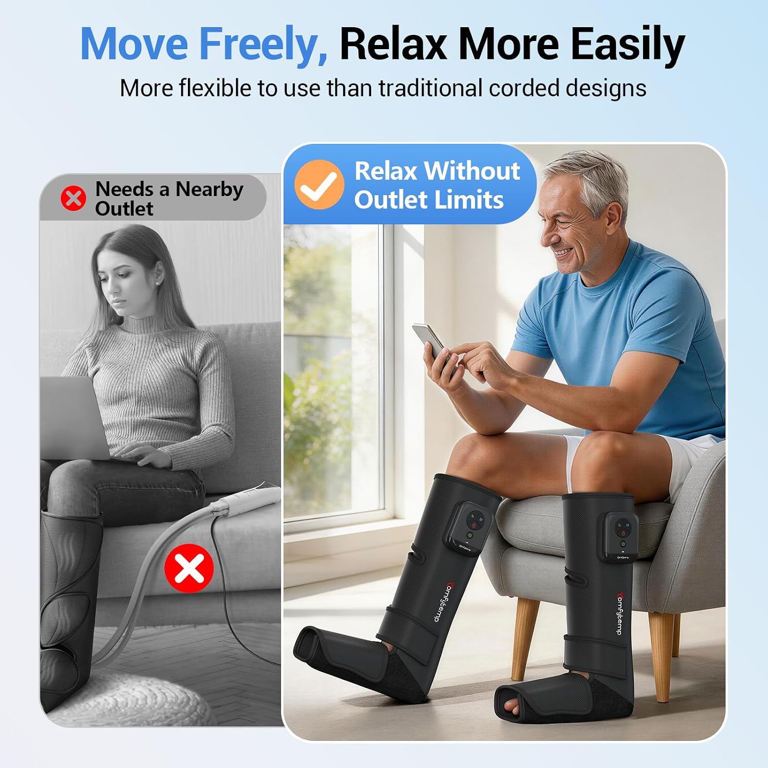 Comfytemp Air Compression Leg Massager, Foot and Calf Compression Boots - Image 2