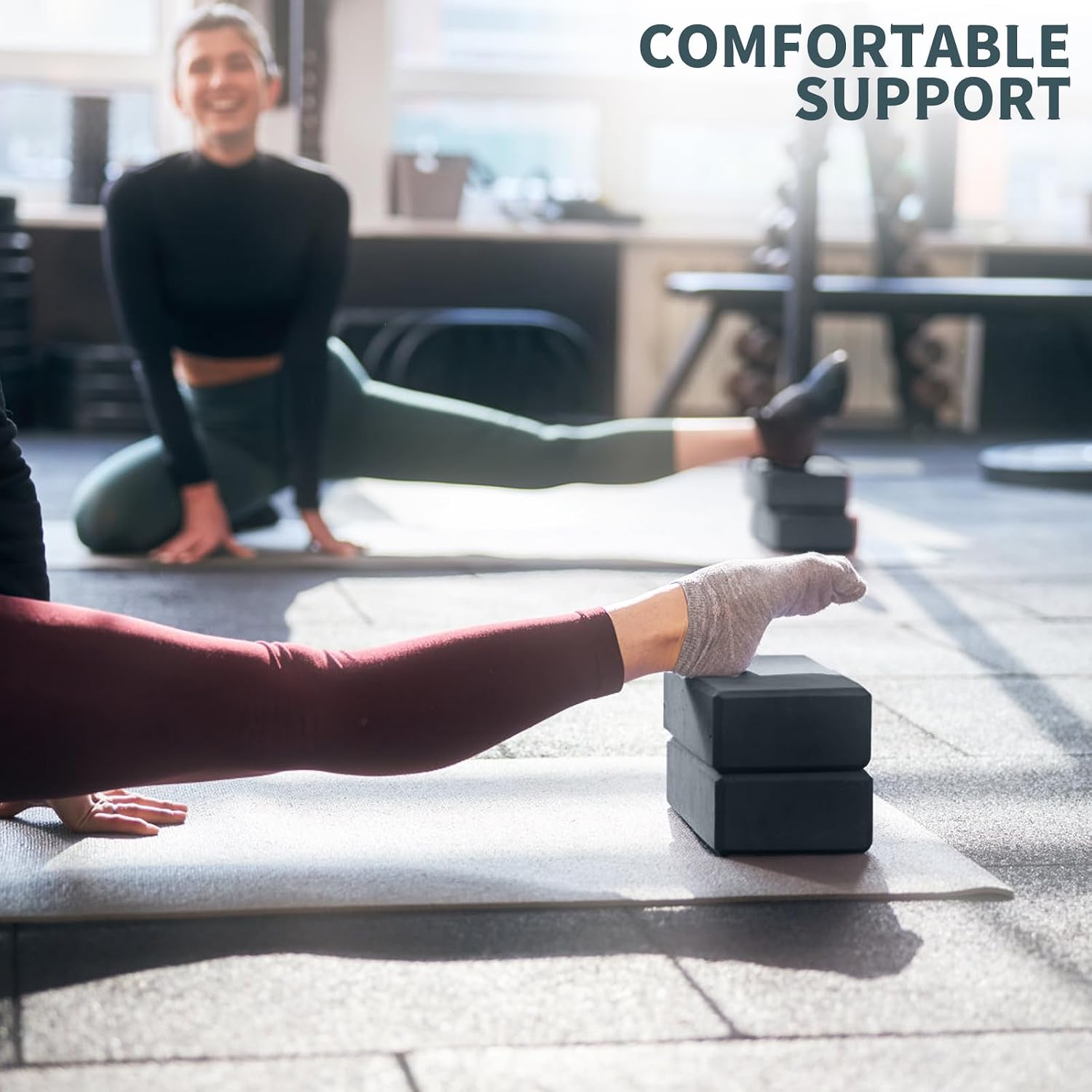 Yoga Blocks 2 Pcs, 9"x6"x3" Yoga Brick Foam Blocks EVA Foam Block Yoga Props Accessories for Yoga Pilates Stretching and Meditation - Image 5