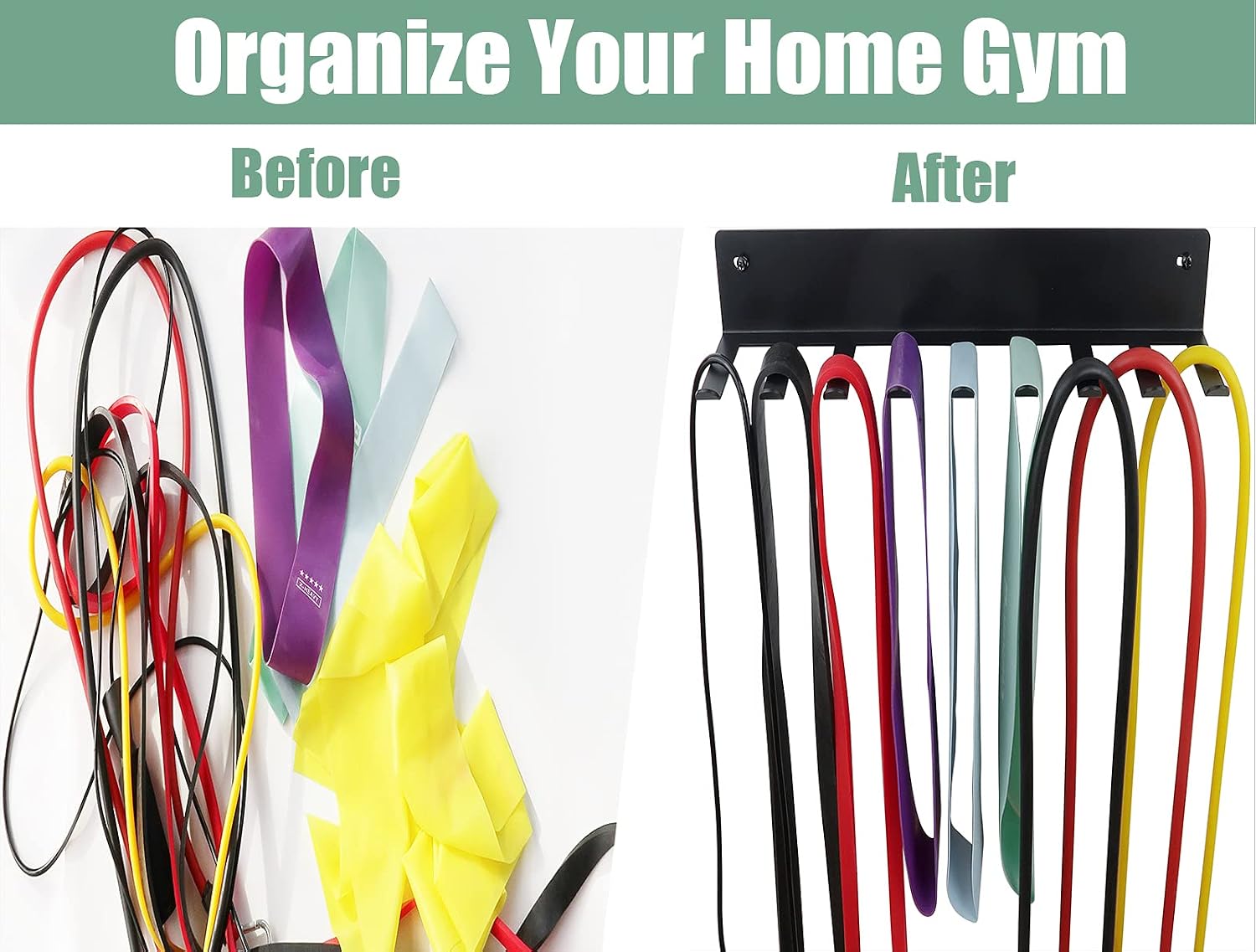 Multi-Purpose Storage Rack for Resistance Bands, Straps, Jump Ropes, Foam Rollers, Chains, Weight Belts, Tools - Heavy Duty, Fitness Bands Rack - Image 4