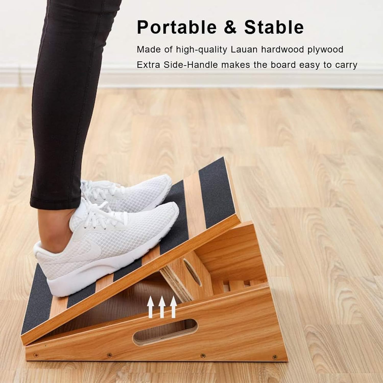 StrongTek Wooden Slant Board, 5 Adjustable Angles, 500 lb, Side Handle - Image 6