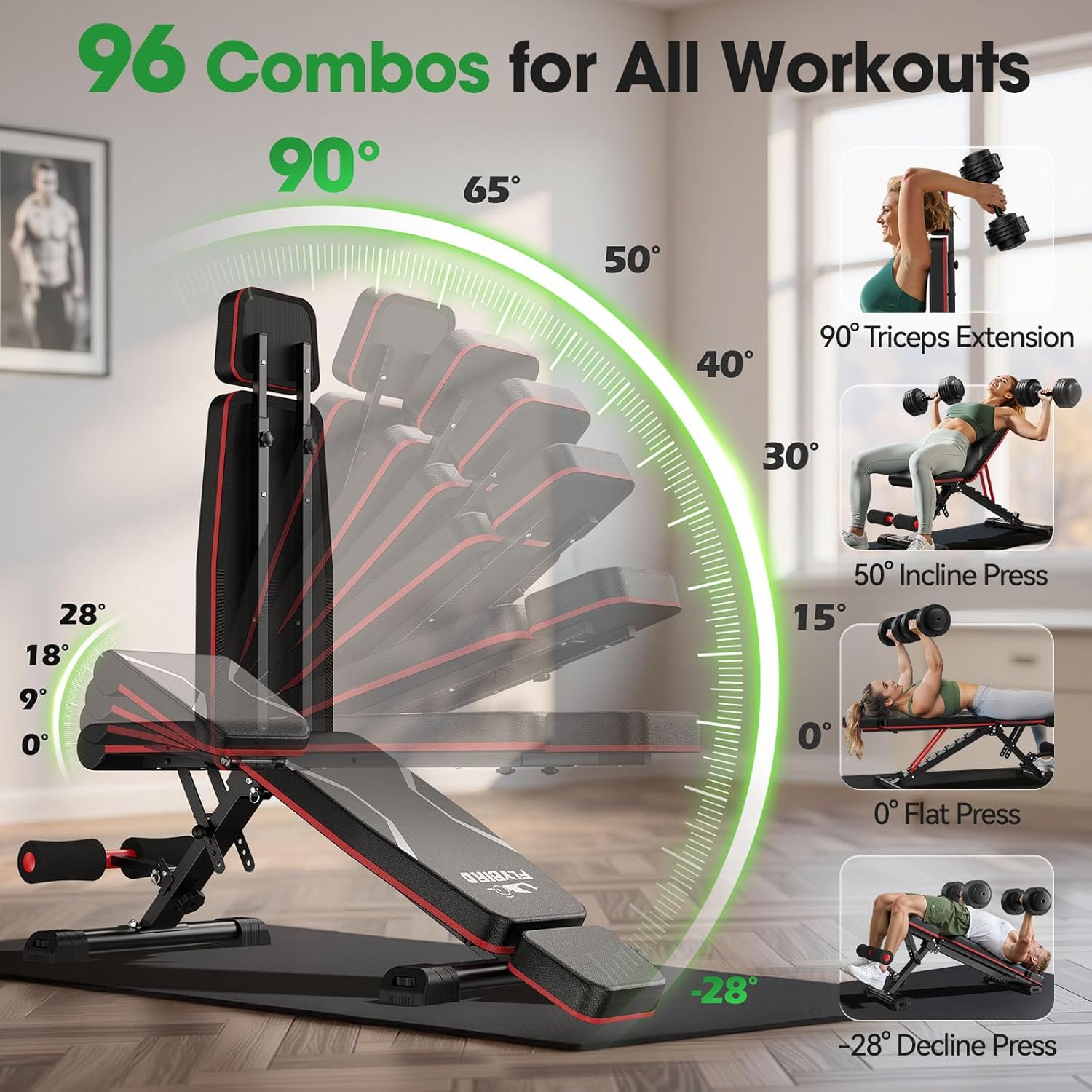 FLYBIRD Adjustable Weight Bench, Full Body Workout Bench for Home Gym - Image 6