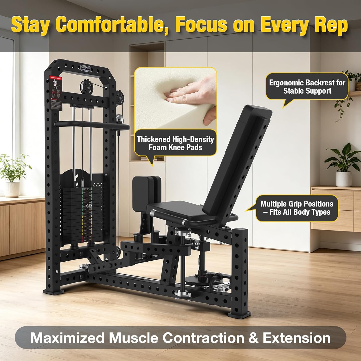 Commercial Hip Adduction Abduction Machine, Inner & Outer Thigh Exercise Equipment with Adjustable Weight Stack, Commercial Grade Home Gym Fitness Machine for Glutes, Hips & Leg Strength Training - Image 6