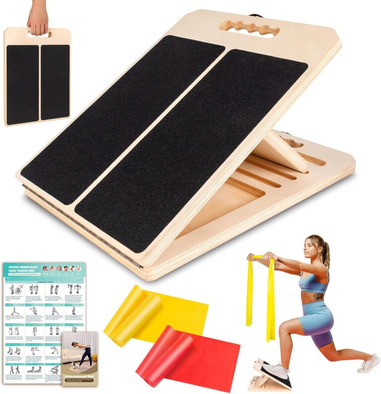 Calf Stretch Slant Board with Resistance Band, 460lb Portable Incline Board