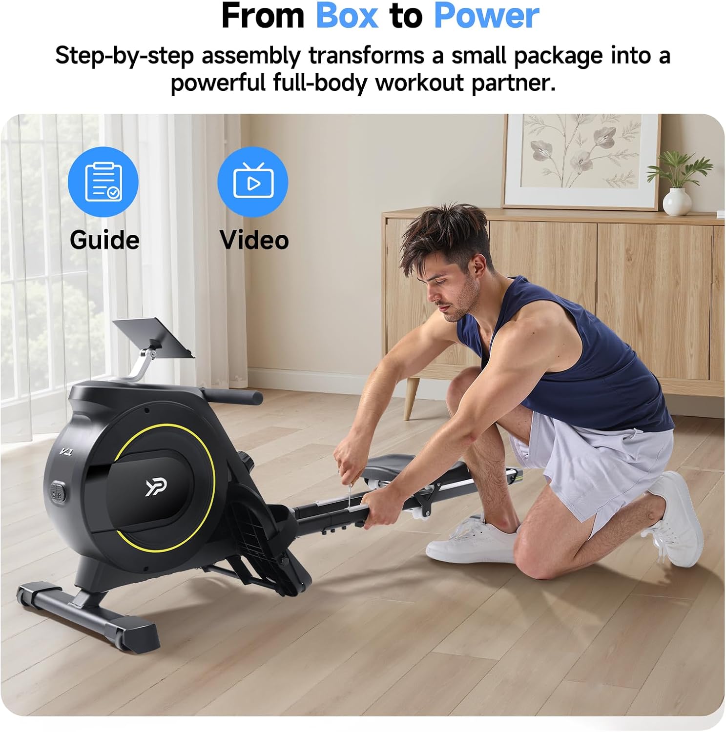 Rowing Machine for Home, 350 LB Capacity, 16-Level Silent Resistance, Magnetic Rowing Machines for Home Foldable, Full-Body Workout Compact Rowing Machine for Cardio & Strength with APP Support - Image 9