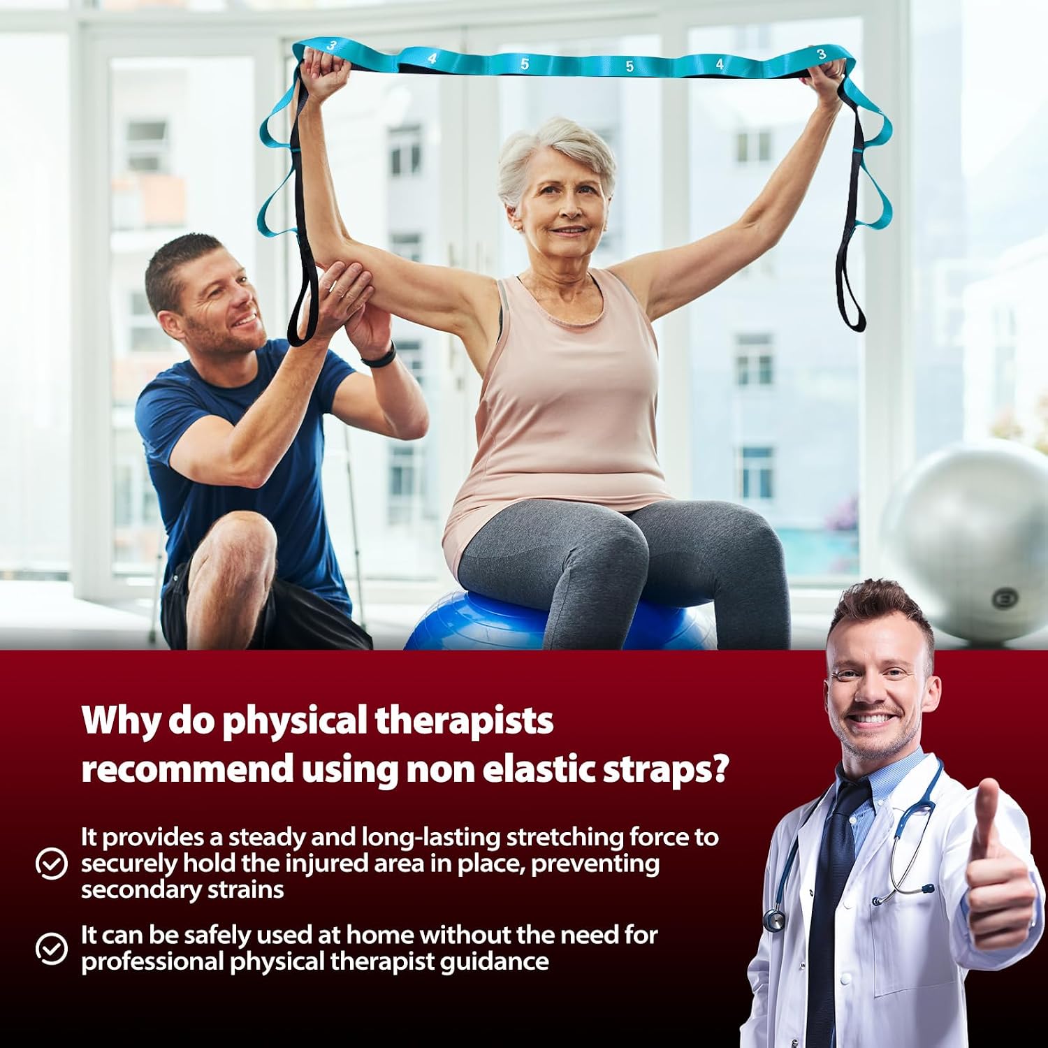 Acozycoo Stretching Strap with Loops for Physical Therapy,Knee,Calf,Back - Image 6