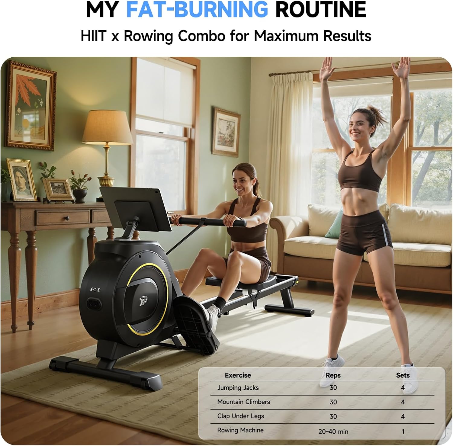 Rowing Machine for Home, 350 LB Capacity, 16-Level Silent Resistance, Magnetic Rowing Machines for Home Foldable, Full-Body Workout Compact Rowing Machine for Cardio & Strength with APP Support - Image 5