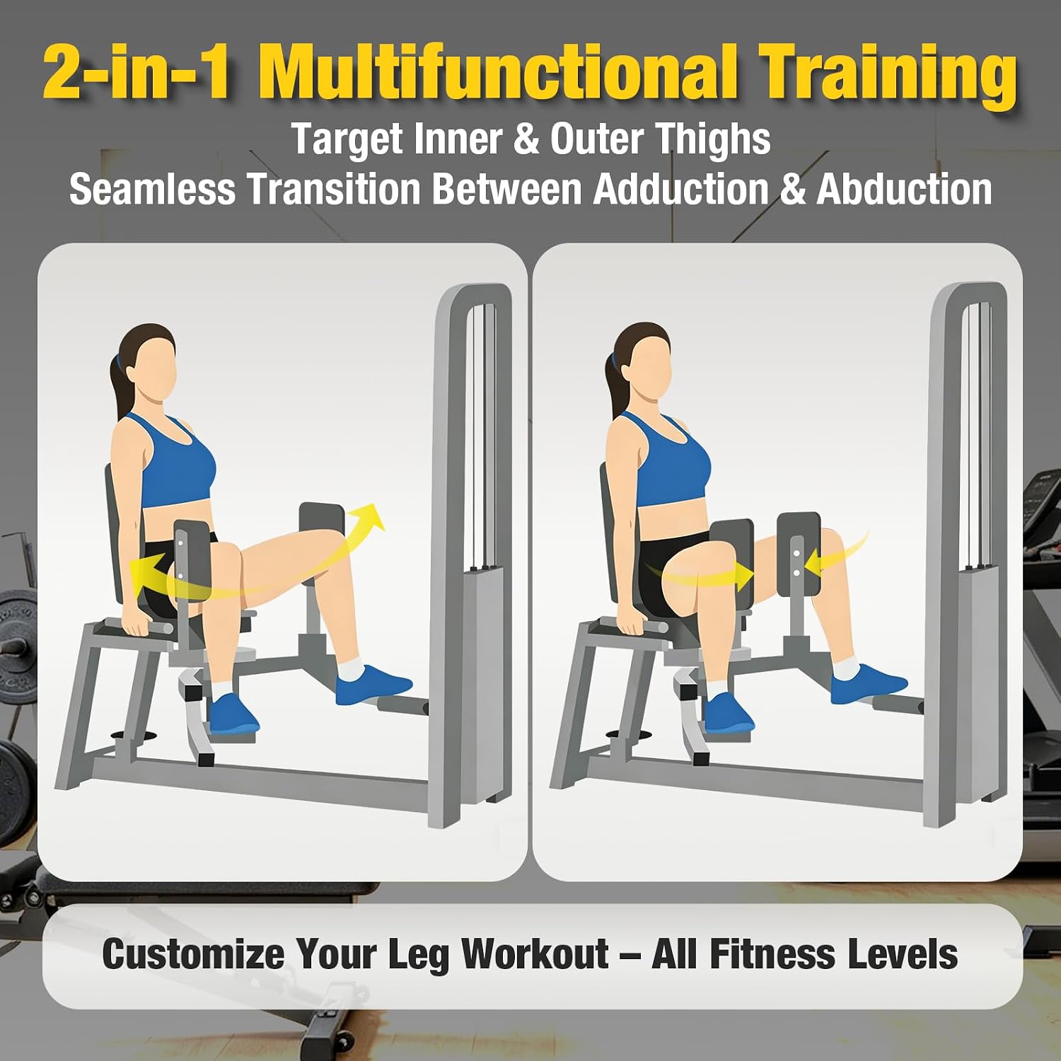 Commercial Hip Adduction Abduction Machine, Inner & Outer Thigh Exercise Equipment with Adjustable Weight Stack, Commercial Grade Home Gym Fitness Machine for Glutes, Hips & Leg Strength Training - Image 3