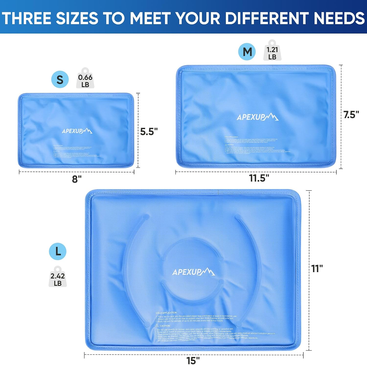 APEXUP Gel Ice Packs for Injuries Reusable, Flexible Double Sided Cold Packs for Injuries, Ice Pack for Knee, Shoulder, Back, Hip, Leg, Arm (Blue, 11.5"x7.5", 1PK) - Image 5