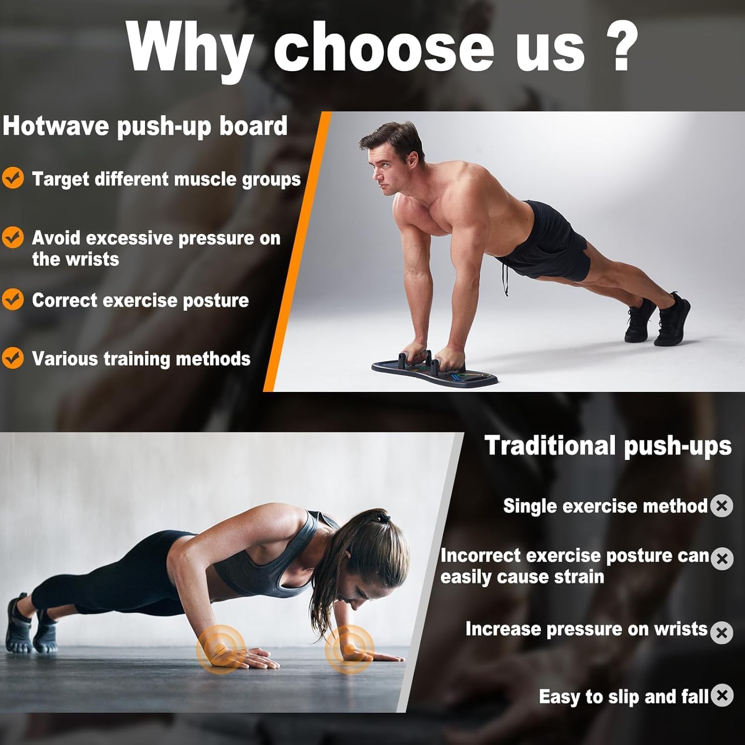 HOTWAVE Push Up Board, Portable Pushup Board for Men, Foldable Push Up Bar - Image 2