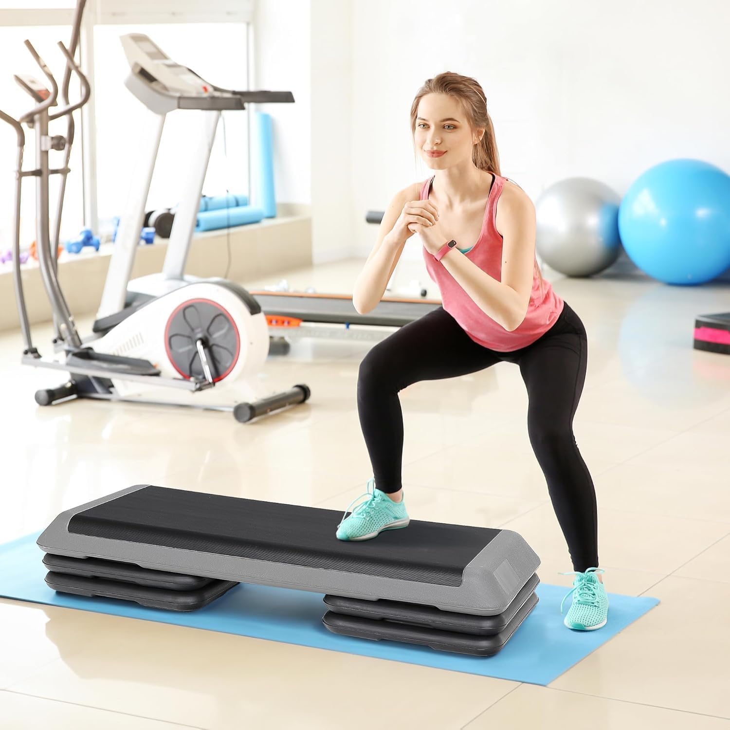 ZENY 43'' Exercise Aerobic Step Platform, Adjustable Fitness Stepper with 4 Stackable Risers, Aerobics Stepper Workout Stepper for Home Gym Cardio Strength & Training - Image 5