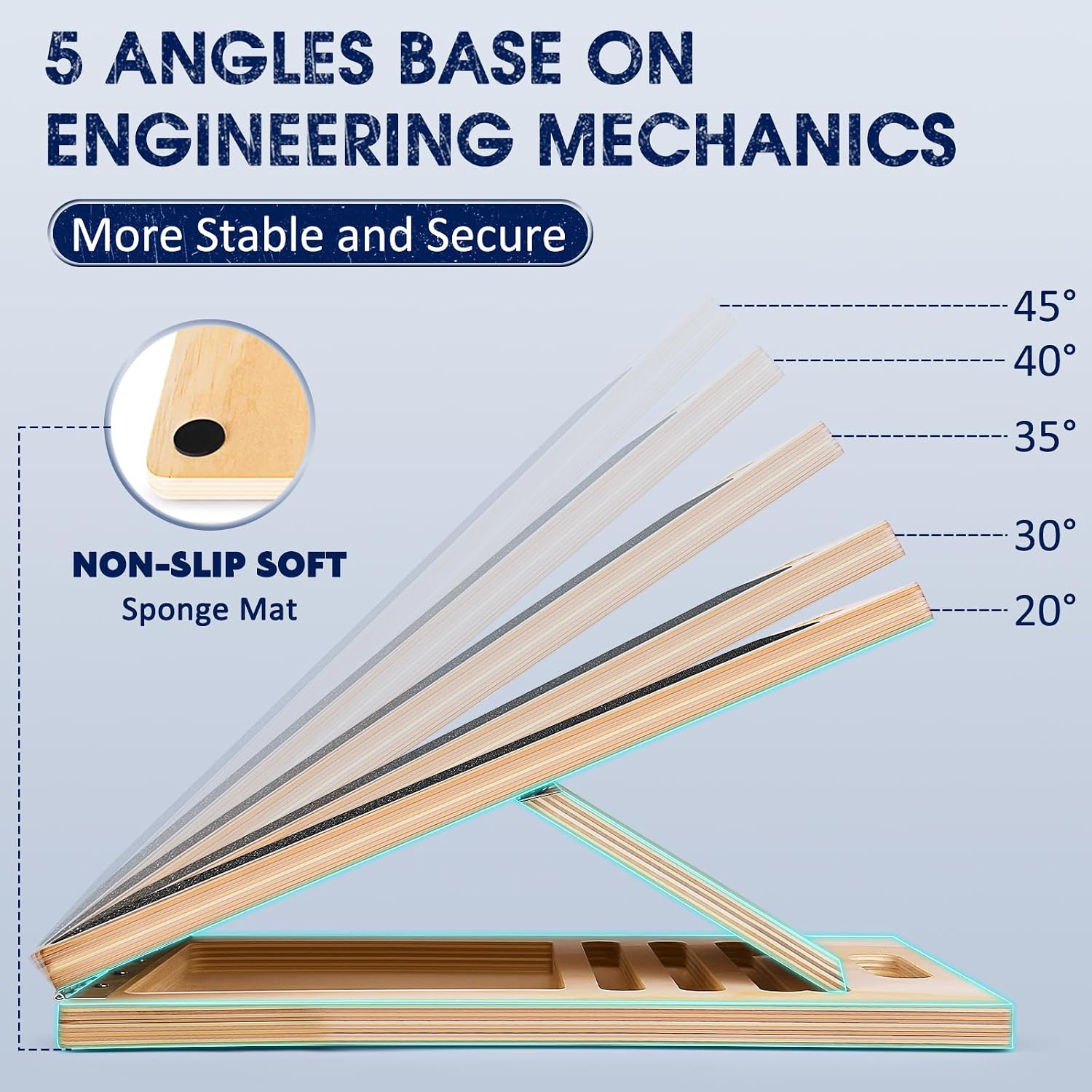 Portable Wooden Slant Board for Calf Stretching Squats Calf Stretcher Pilates Physical Therapy Equipment Adjustable Incline Board for Knees Ankle Heel Feet Leg - Image 4