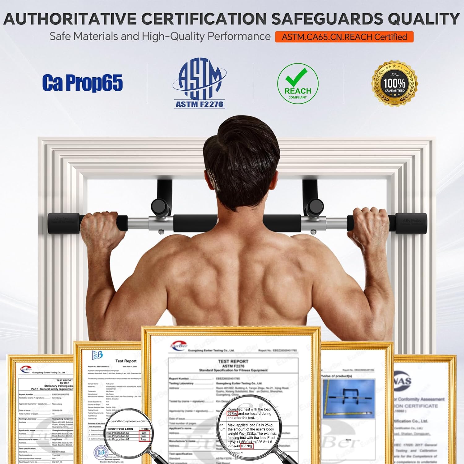 Ally Peaks Pull Up Bar for Doorway,Multiple Levels Width Adjustable Pull Up Bar Accurately Match Wide and Narrow doorframe,Indoor Chin-Up Bar Workout Bar,USA Original Patent - Image 6