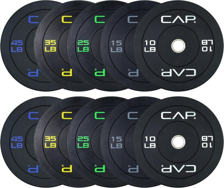 CAP 2-inch Olympic Bumper Plate Weight Set | 100-370 lbs | Multiple Colors | Storage Rack Optional