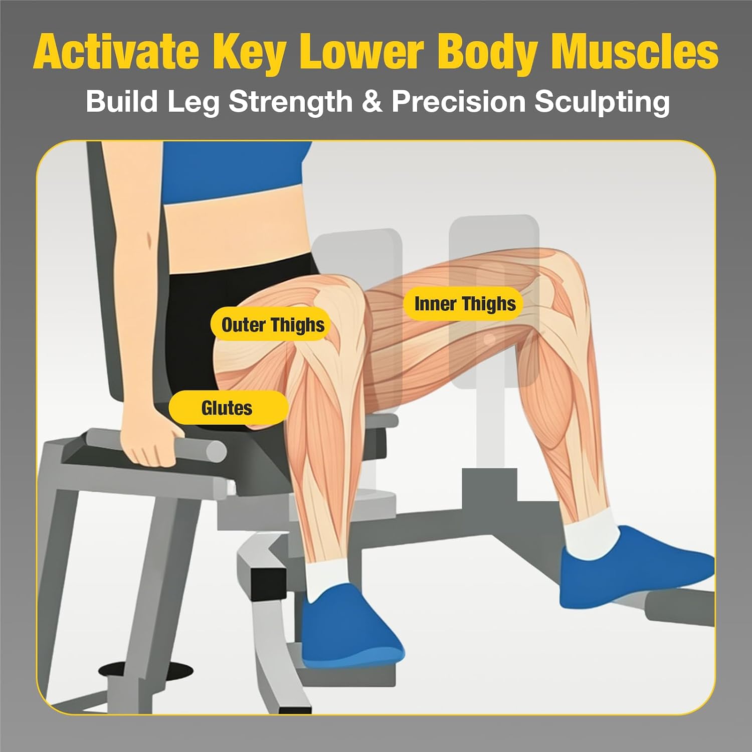 Commercial Hip Adduction Abduction Machine, Inner & Outer Thigh Exercise Equipment with Adjustable Weight Stack, Commercial Grade Home Gym Fitness Machine for Glutes, Hips & Leg Strength Training - Image 7