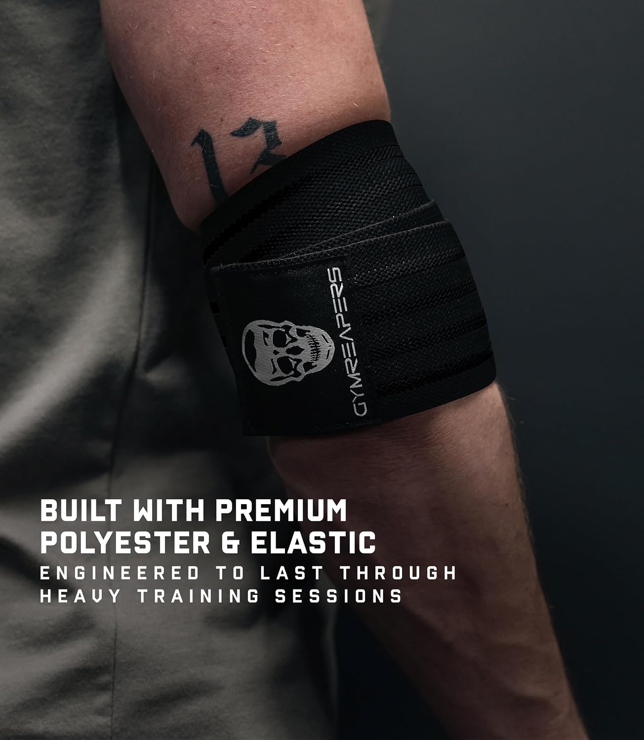 Gymreapers Weightlifting Elbow Wraps (1 Pair) - Flexible 40'' Elbow Compression Strap & Joint Support Brace - for Bench Press, Powerlifting, and Pressing - Image 8
